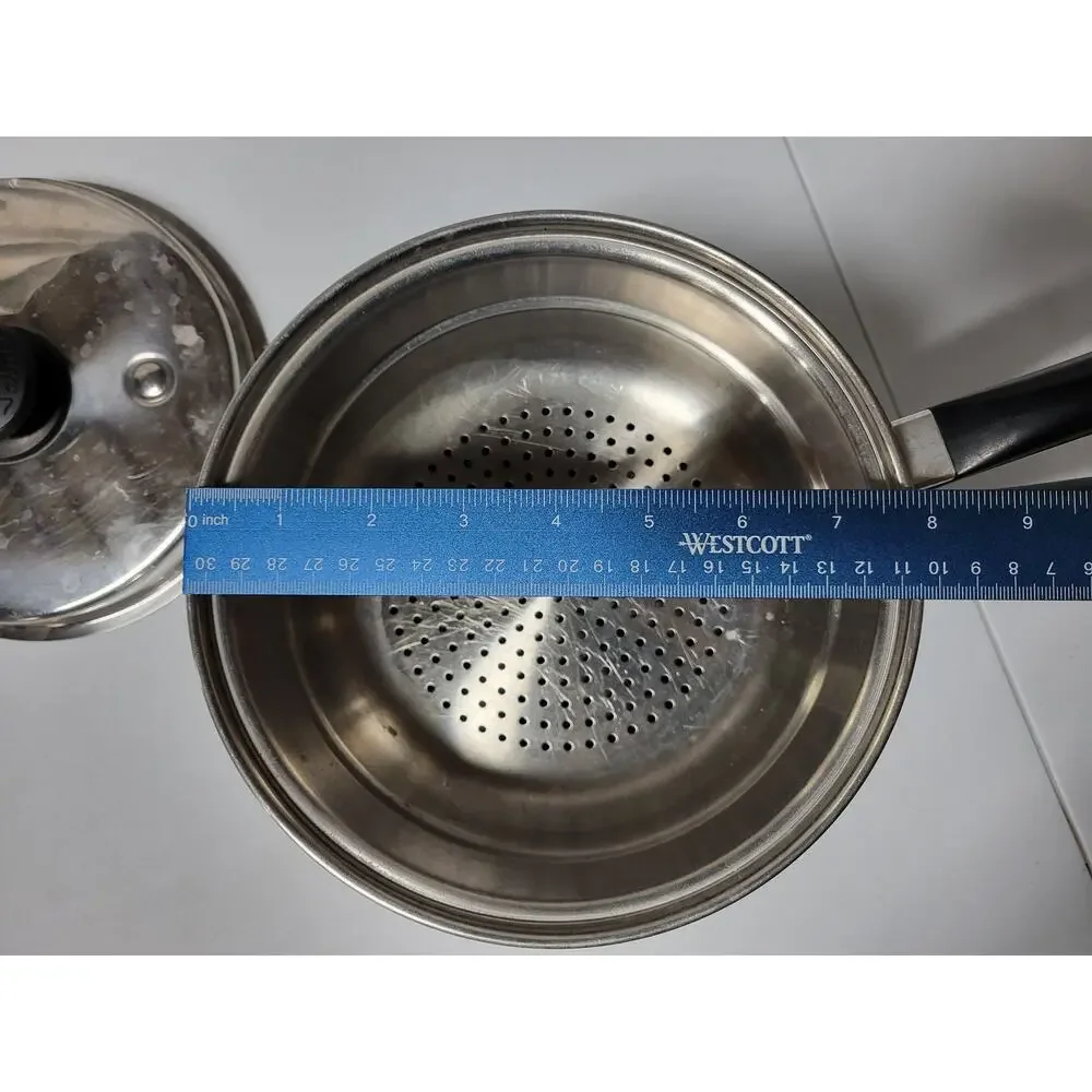 🍲Vintage Saladmaster 3 Pc Multi-Ply Stainless Fry Pot Steamer Double Boiler Lid
